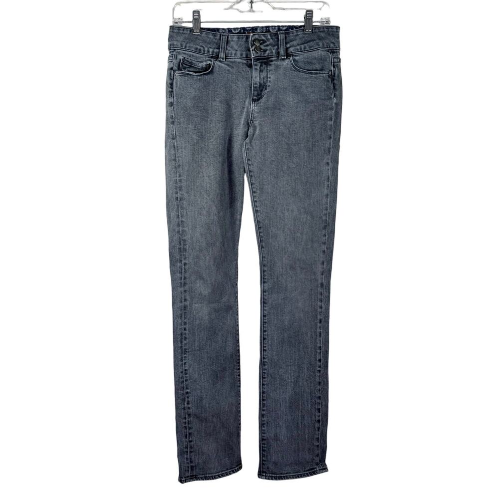 Paige Double Button Skinny Leg Med Rise Denim Jeans Gray 29